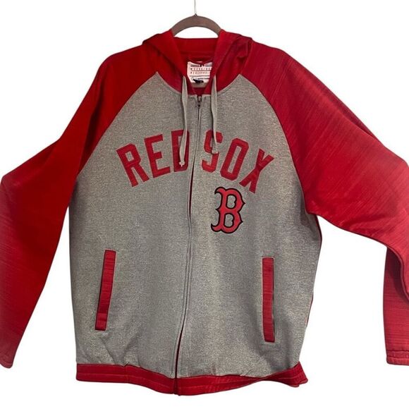 G3 Sports by Cari Banks Boston Red Socks Red & Gray 3D Lettering Full Zip Hoodie - Picture 1 of 6